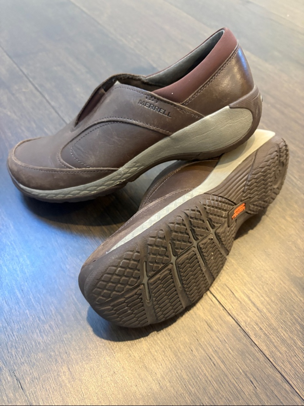 Merrell Encore Q2 leather slip-on shoes espresso brown - Size 8